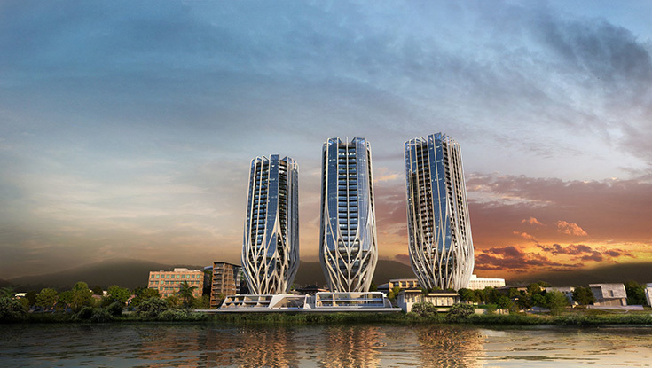 Проект небоскребов для культурного квартала в Голд Коаст в Австралии. Zaha Hadid Architects, 2015