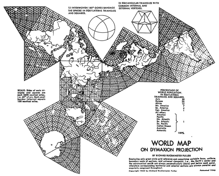 Карта мира в проекции "Димаксион"