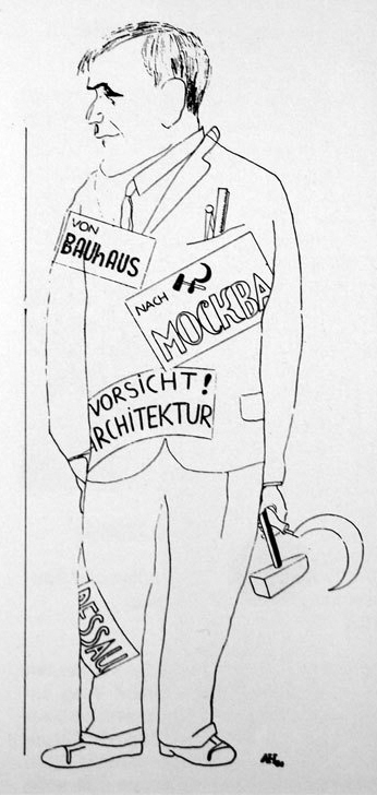 Карикатура на отъезд Ханнеса Мейера в СССР