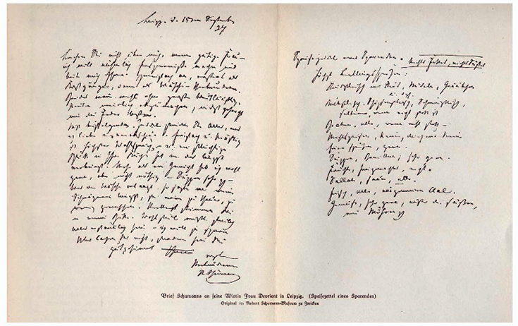 Рукопись письма Шумана